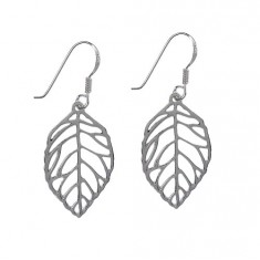 Leaf Dangle Earrings, Sterling Silver