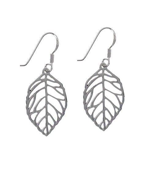 Leaf Dangle Earrings, Sterling Silver