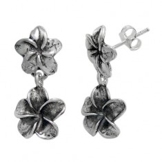 Flower Stud Earrings, Sterling Silver