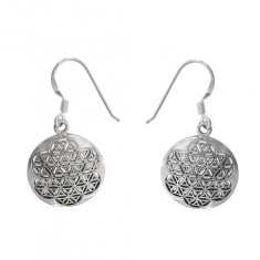 Flower of Life Dangle Earrings, Sterling Silver