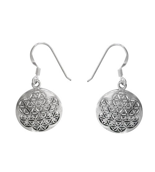 Flower of Life Dangle Earrings, Sterling Silver