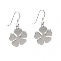 4-Leaf Clover Dangle Earrings, Sterling Silver