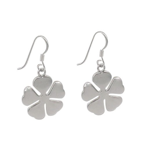 4-Leaf Clover Dangle Earrings, Sterling Silver