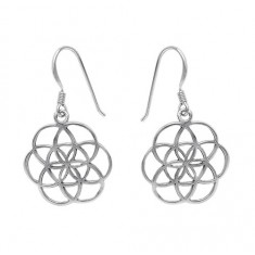 Flower of Life Dangle Earrings, Sterling Silver