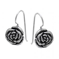 Flower Dangle Earrings, Sterling Silver