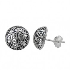 Flower of Life Stud Earrings, Sterling Silver