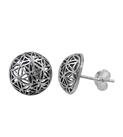 Flower of Life Stud Earrings, Sterling Silver