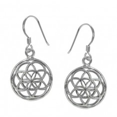 Flower of Life Dangle Earrings, Sterling Silver