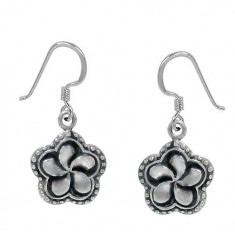 Flower Dangle Earrings, Sterling Silver