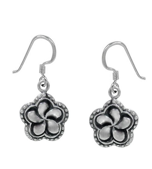 Flower Dangle Earrings, Sterling Silver