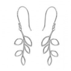 Leaf Dangle Earrings, Sterling Silver