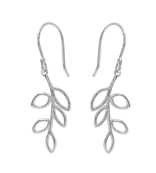 Leaf Dangle Earrings, Sterling Silver