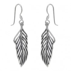 Leaf Dangle Earrings, Sterling Silver
