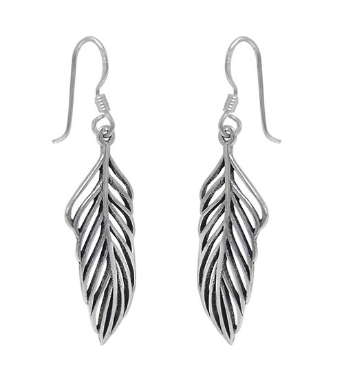 Leaf Dangle Earrings, Sterling Silver