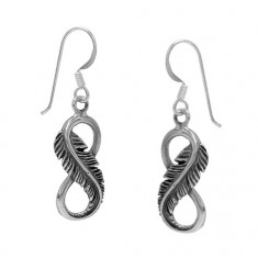 Infinity Feather Dangle Earrings, Sterling Silver