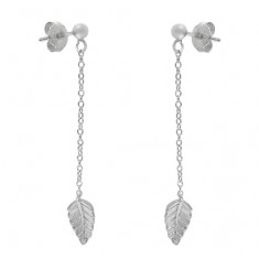 Leaf Dangle Stud Earrings, Sterling Silver