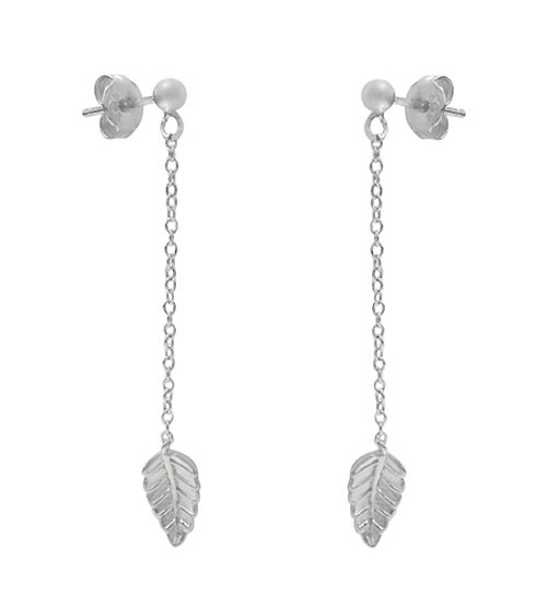 Leaf Dangle Stud Earrings, Sterling Silver