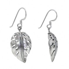 Leaf Dangle Earrings, Sterling Silver