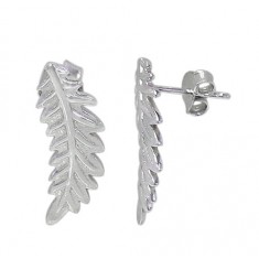 Leaf Stud Earrings, Sterling Silver