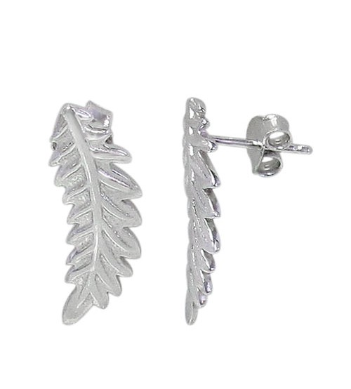 Leaf Stud Earrings, Sterling Silver