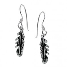 Feather Dangle Earrings, Sterling Silver