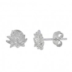 Lotus Flower Stud Earrings, Sterling Silver