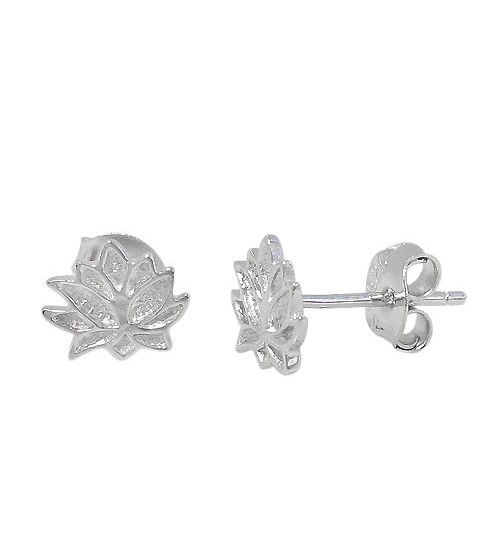 Lotus Flower Stud Earrings, Sterling Silver