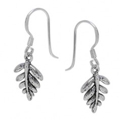 Leaf Dangle Earrings, Sterling Silver