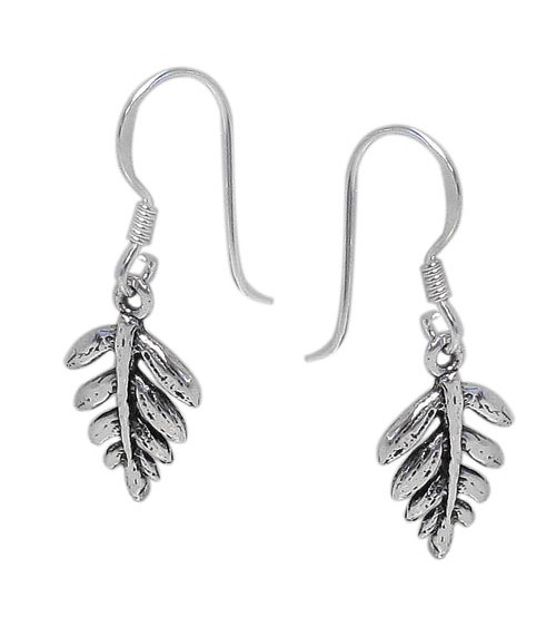 Leaf Dangle Earrings, Sterling Silver