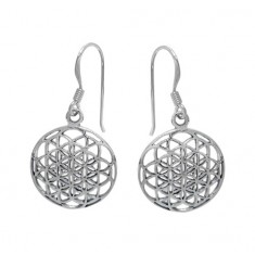 Flower of Life Dangle Earrings, Sterling Silver