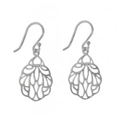 Teardrop Filligree Dangle Earrings, Sterling Silver