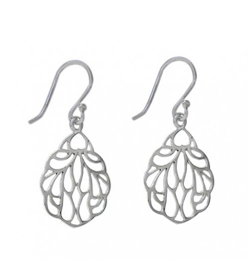 Teardrop Filligree Dangle Earrings, Sterling Silver