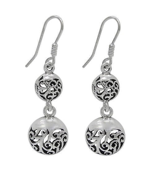 Filligree Dangle Earrings, Sterling Silver