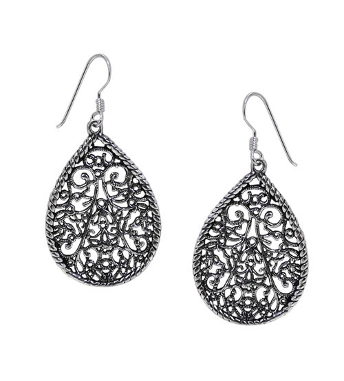 Filligree Dangle Earrings, Sterling Silver