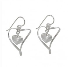 Twisted Heart Dangle Earrings, Sterling Silver