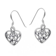 Heart Dangle Earrings, Sterling Silver