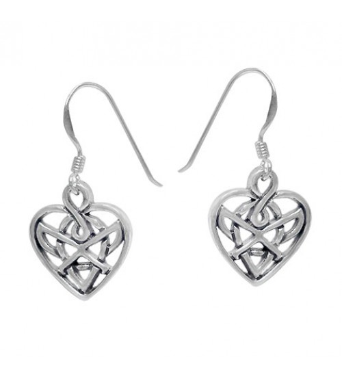 Heart Dangle Earrings, Sterling Silver