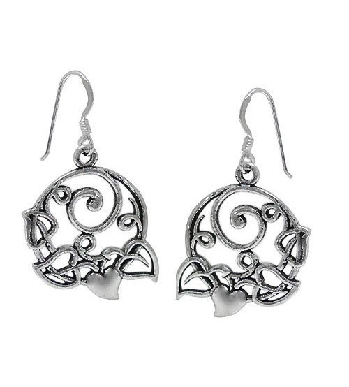 Heart Dangle Earrings, Sterling Silver