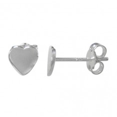 Heart Shape Stud Earrings, Sterling Silver