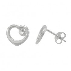 Heart Shape Stud Earrings, Sterling Silver