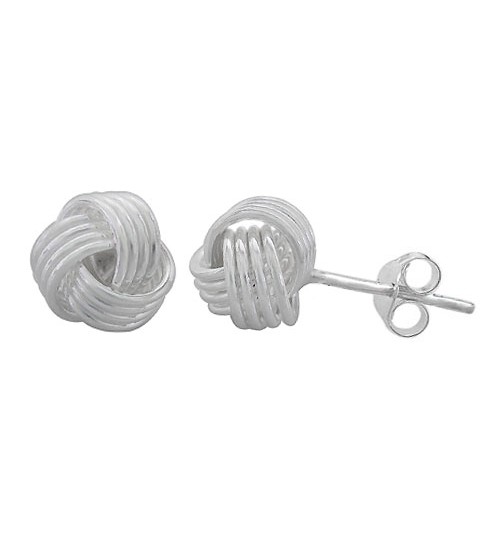 Love Knot Stud Earrings, Sterling Silver