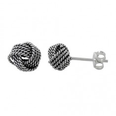 Love Knot Stud Earrings, Sterling Silver