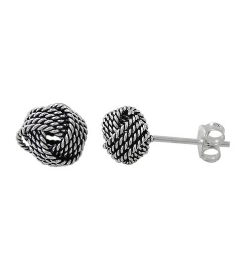 Love Knot Stud Earrings, Sterling Silver