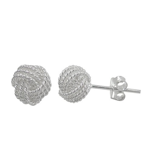 Love Knot Stud Earrings, Sterling Silver