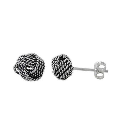 Love Knot Stud Earrings, Sterling Silver