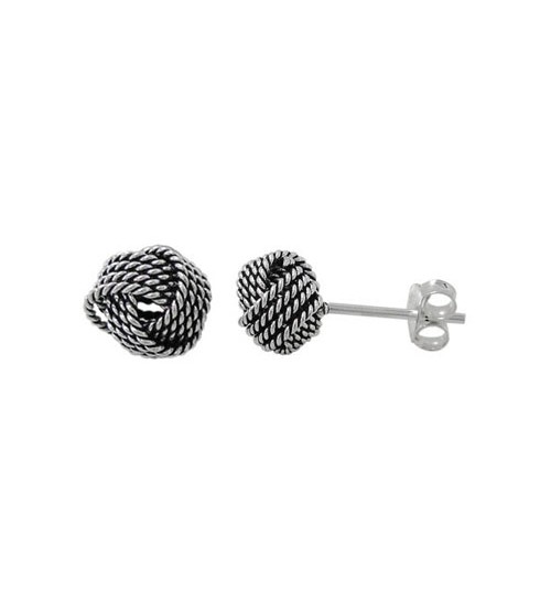 Love Knot Stud Earrings, Sterling Silver