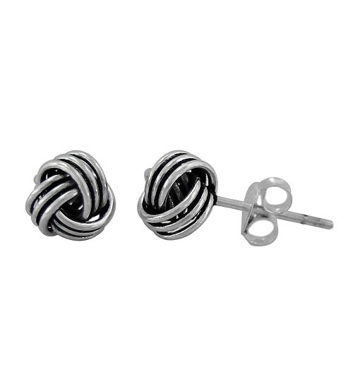 Love Knot Stud Earrings, Sterling Silver