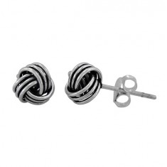 Love Knot Stud Earrings, Sterling Silver