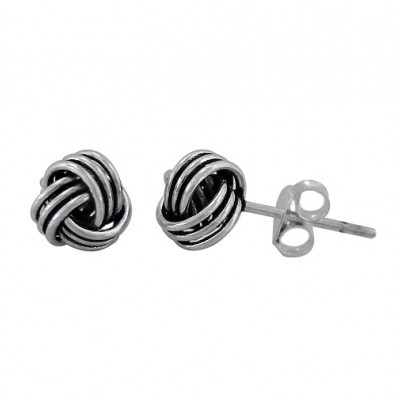 Love Knot Stud Earrings, Sterling Silver