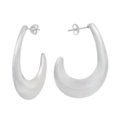 Hook Shaped Stud Earrings, Sterling Silver